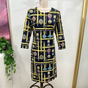 J.Mclaughlin Sophia Catalina Three Quarter Sheath Dress in Black Multi Size M